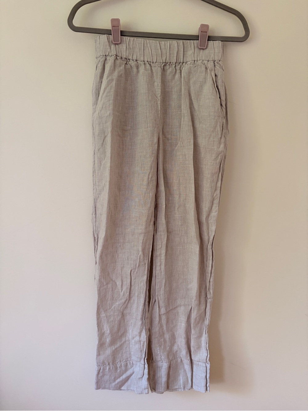 Everlane Linen Gray Elastic-Waist Pants